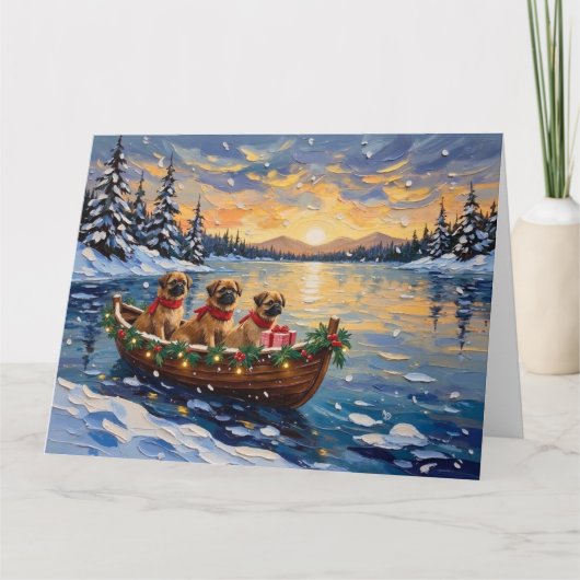 Pekingese Weihnachtsboot-Feiertag Karte (Vorderseite)
