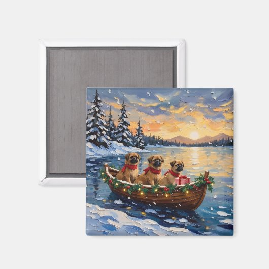 Pekingese Weihnachtsboot-Feiertag Magnet (Vorderseite/Rückseite)