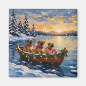 Pekingese Weihnachtsboot-Feiertag Magnet (Vorne)