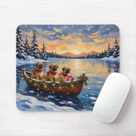 Pekingese Weihnachtsboot-Feiertag Mousepad (Mit Mouse)