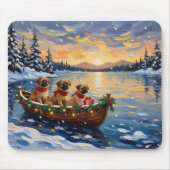 Pekingese Weihnachtsboot-Feiertag Mousepad (Vorne)