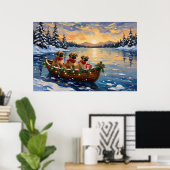 Pekingese Weihnachtsboot-Feiertag Poster (Heimbüro)