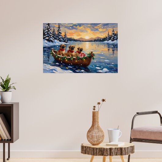 Pekingese Weihnachtsboot-Feiertag Poster (Wohnzimmer 3)