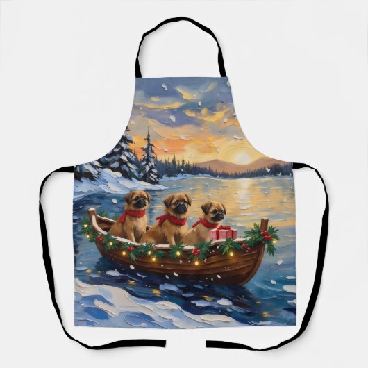 Pekingese Weihnachtsboot-Feiertag Schürze (Vorderseite)