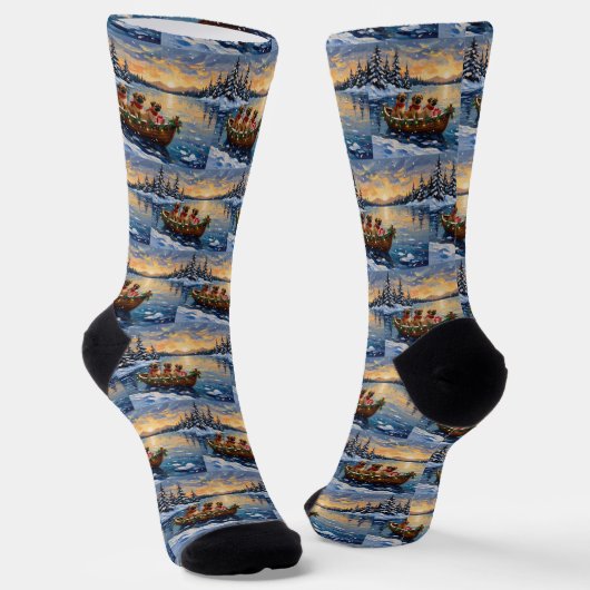 Pekingese Weihnachtsboot-Feiertag Socken (Gewinkelt)