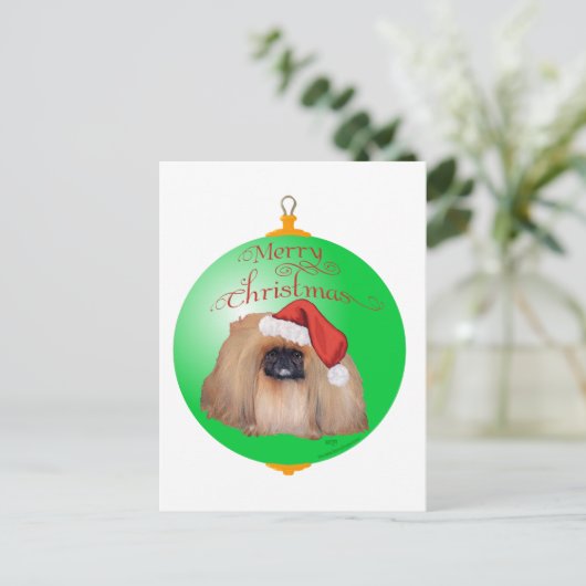 Pekingese Weihnachtsdekoration Feiertagspostkarte (Stehend Vorderseite)