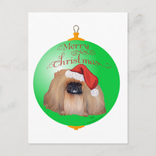 Pekingese Weihnachtsdekoration Feiertagspostkarte