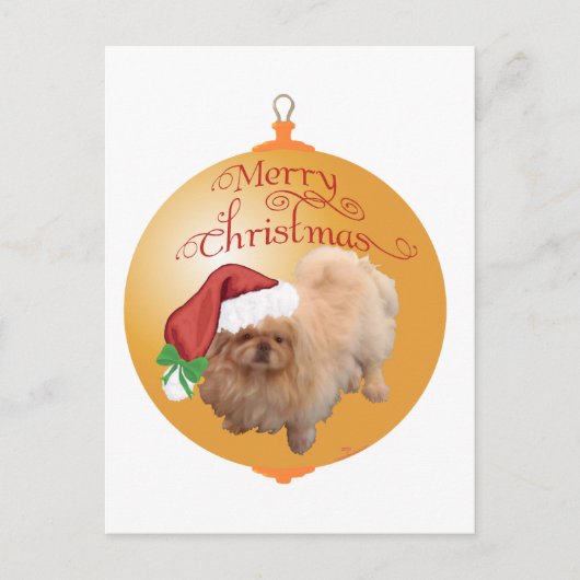 Pekingese Weihnachtsdekoration Feiertagspostkarte (Vorderseite)