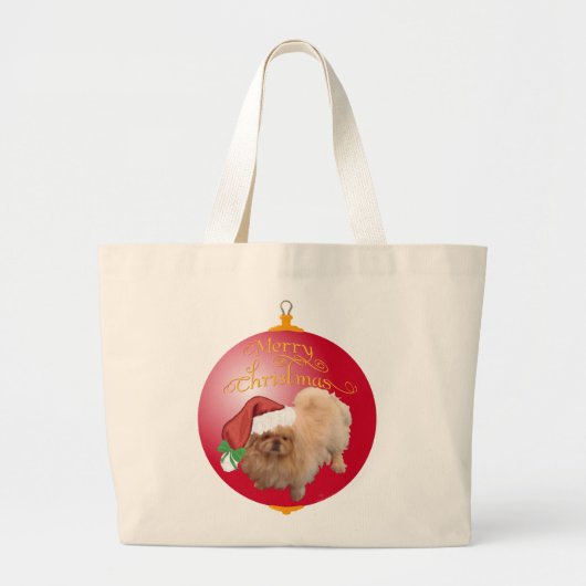 Pekingese Weihnachtsdekoration Jumbo Stoffbeutel (Vorne)