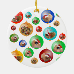 Pekingese Weihnachtsdekoration Keramikornament