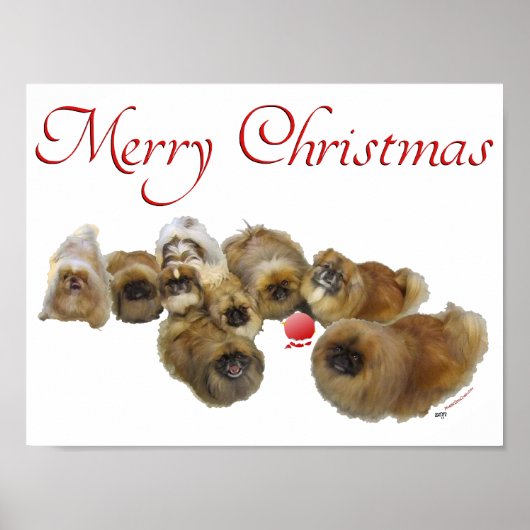 Pekingese Weihnachtsdekoration Poster (Vorne)
