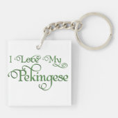 Pekingese Weihnachtsdekoration Schlüsselanhänger (Rückseite)