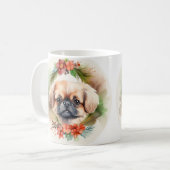 Pekingese Weihnachtsfeier Festliche Jungfrau Kaffeetasse (Vorderseite Links)