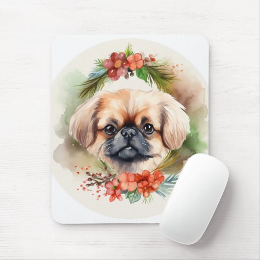 Pekingese Weihnachtsfeier Festliche Jungfrau Mousepad (Mit Mouse)