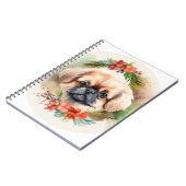 Pekingese Weihnachtsfeier Festliche Jungfrau Notizblock (Linke Seite)