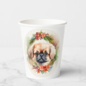 Pekingese Weihnachtsfeier Festliche Jungfrau Pappbecher (Vorderseite)