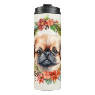 Pekingese Weihnachtsfeier Festliche Jungfrau Thermosbecher