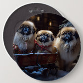 Pekingese Weihnachtsfeiertage Button (Vorne & Hinten)