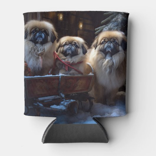 Pekingese Weihnachtsfeiertage Dosenkühler (Vorderseite)