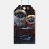 Pekingese Weihnachtsfeiertage Geschenkanhänger (Rückseite)