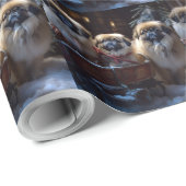 Pekingese Weihnachtsfeiertage Geschenkpapier (Rolleneckpunkt)