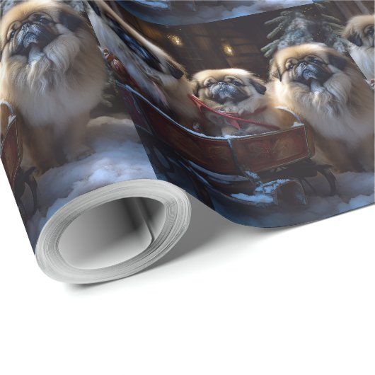 Pekingese Weihnachtsfeiertage Geschenkpapier (Rolleneckpunkt)