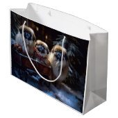 Pekingese Weihnachtsfeiertage Große Geschenktüte (Rückseite Schrägansicht)