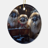 Pekingese Weihnachtsfeiertage Keramik Ornament (Links)