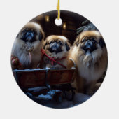 Pekingese Weihnachtsfeiertage Keramik Ornament (Hinten)