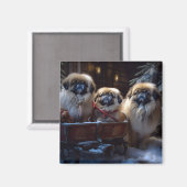Pekingese Weihnachtsfeiertage Magnet (Vorderseite/Rückseite)