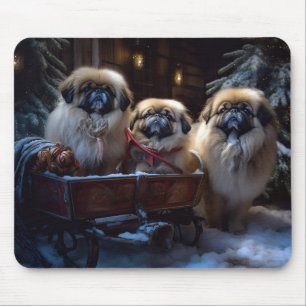Pekingese Weihnachtsfeiertage Mousepad