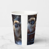 Pekingese Weihnachtsfeiertage Pappbecher (Links)