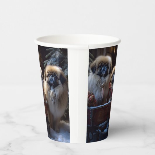 Pekingese Weihnachtsfeiertage Pappbecher (Rechts)