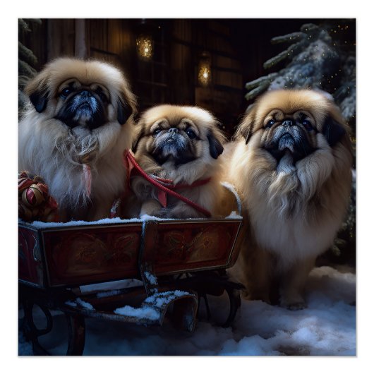 Pekingese Weihnachtsfeiertage Poster (Vorderseite)