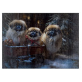 Pekingese Weihnachtsfeiertage Schneidebrett (Vorderseite)