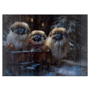 Pekingese Weihnachtsfeiertage Schneidebrett