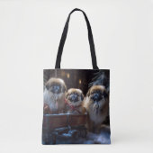 Pekingese Weihnachtsfeiertage Tasche (Vorderseite)