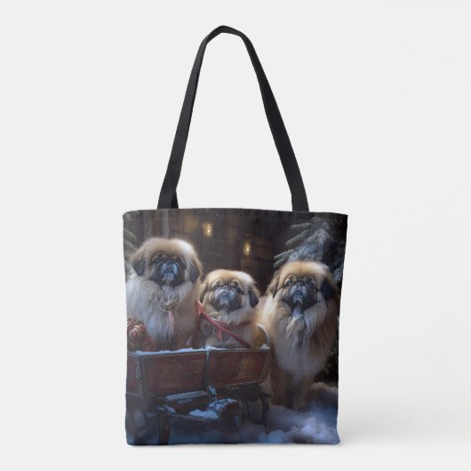 Pekingese Weihnachtsfeiertage Tasche (Rückseite)