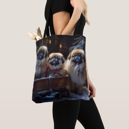 Pekingese Weihnachtsfeiertage Tasche (Von Nahem)