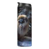 Pekingese Weihnachtsfeiertage Thermosbecher (Nach rechts gedreht)
