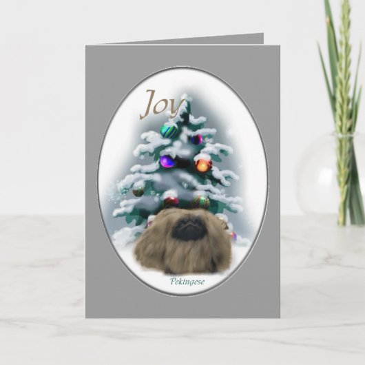 Pekingese Weihnachtsgeschenke Feiertagskarte (Vorderseite)