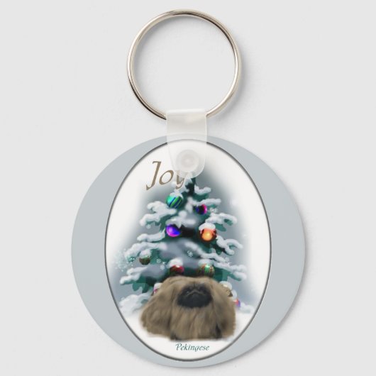 Pekingese Weihnachtsgeschenke Schlüsselanhänger (Vorderseite)
