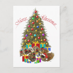 Pekingese-Weihnachtsgruppe Feiertagspostkarte