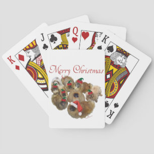Pekingese-Weihnachtsgruppe Spielkarten