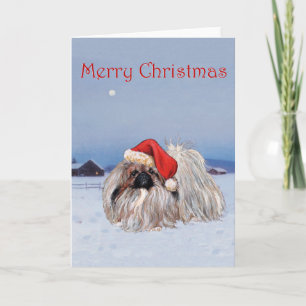 Pekingese Weihnachtsgrußkarte Feiertagskarte