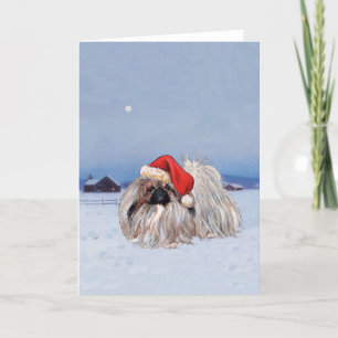 Pekingese Weihnachtsgrußkarte Feiertagskarte