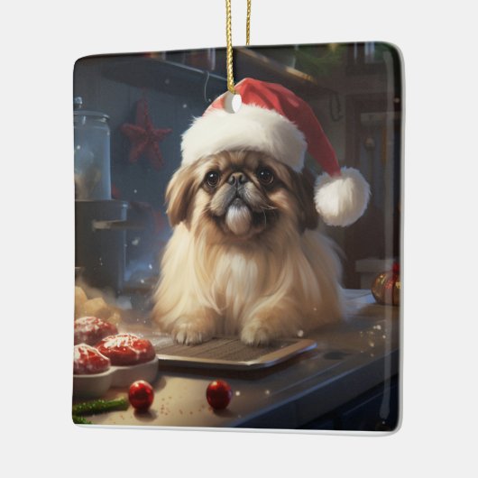 Pekingese Weihnachtskost Feiertag Keramikornament (Links)