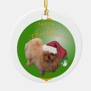 Pekingese Weihnachtsmann-Ornament Keramik Ornament