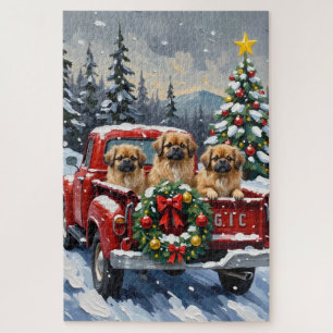 Pekingese Weihnachtsroter LKW Urlaub Puzzle