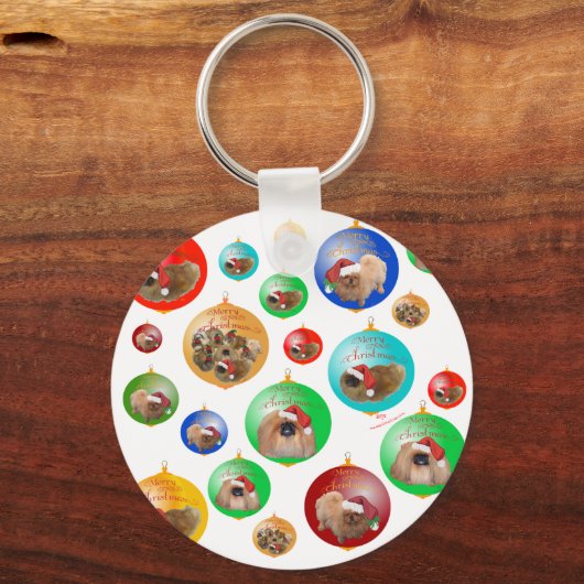 Pekingese Weihnachtsschmuck Schlüsselanhänger (Vorderseite)